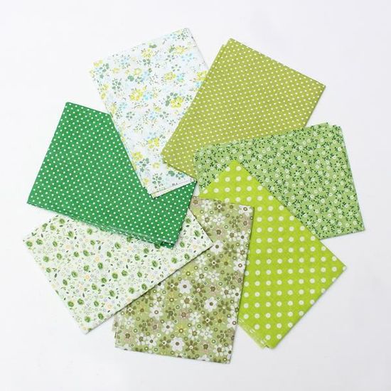Lot De 7 Tissus Coton 50x50cm - Imprimés Fleurs, Pois, Rayures Pour Patchwork DIY