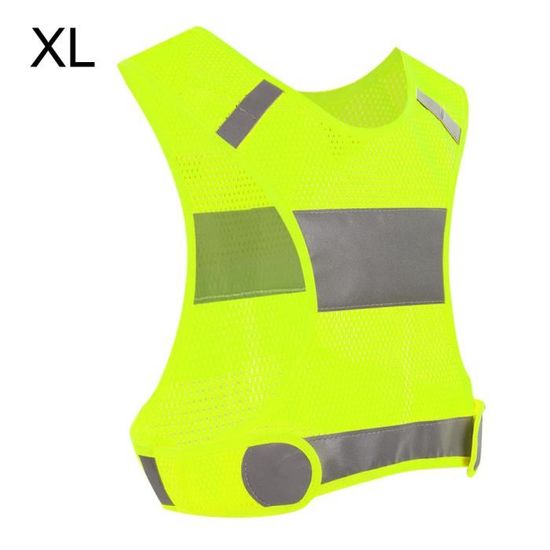 XPOOP Gilet Réfléchissant Sécurité Vélo/course - 2 Bandes LED Réfléchissantes, 4 Boucles Réglables, Fluorescent Vert, Taille Unique