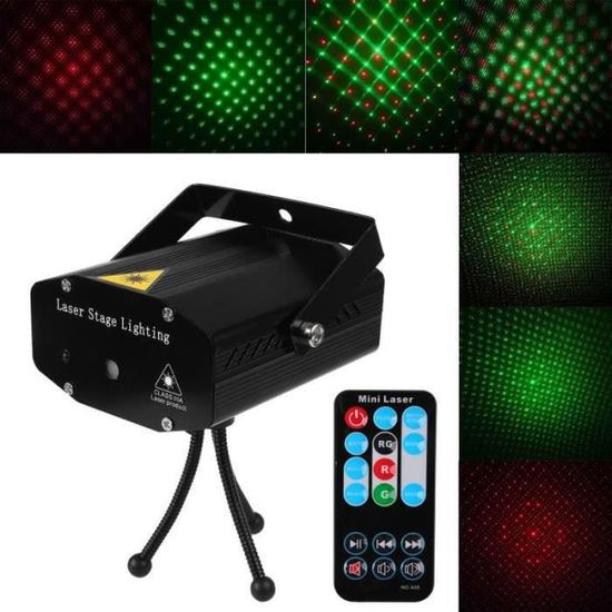 BH21827-voix contrôle Mini Projecteur laser vert Red Stage Effet DJ Club Disco lumière avec télécommande pour KTV Bars Parti hôt