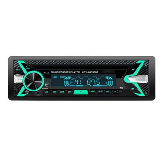 Autoradio Bluetooth, 7 Couleurs Stereo Fm Radio 4X60W Poste Radio Voiture  Soutien Bluetooth/Usb/Sd/Aux/