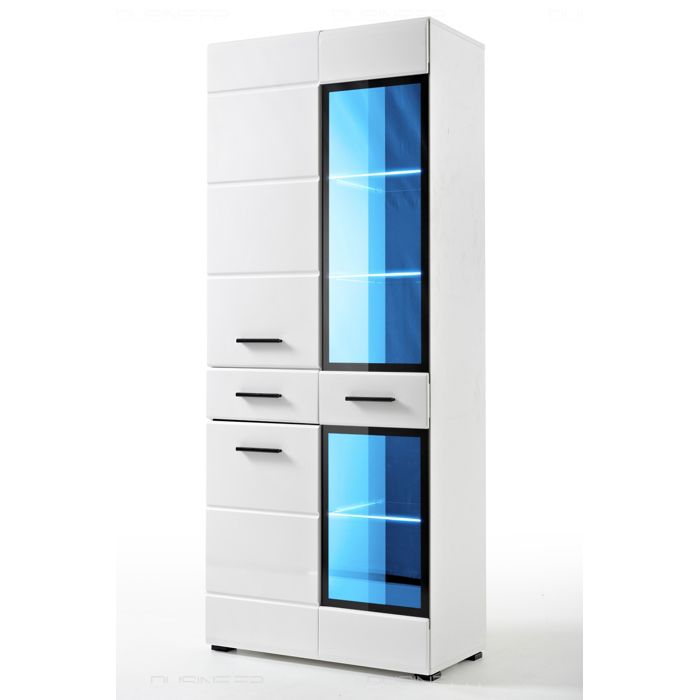 Armoire Vitrine Helio 75 cm pour salon Neuf laqué LED Design