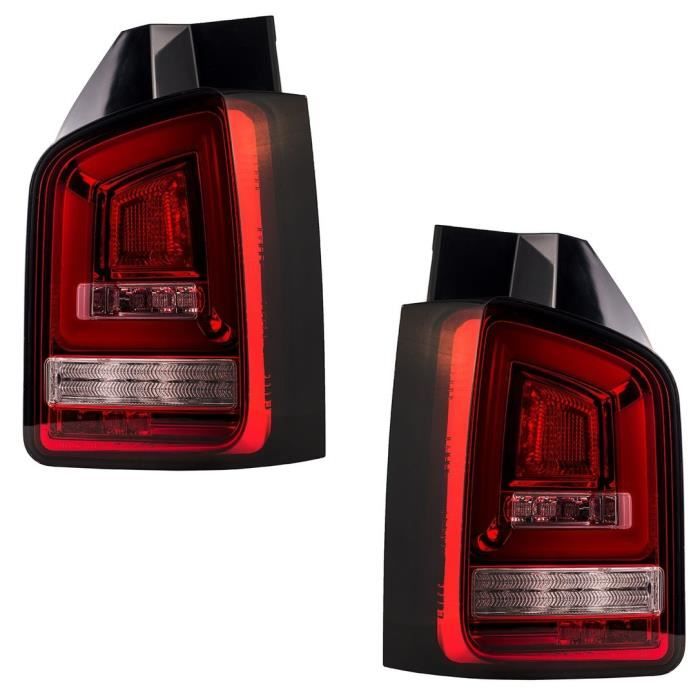 2 FEUX ARRIERE ROUGE A LED POUR VW T5 TRANSPORTER MULTIVAN PHASE 2 DE 10/2009 A 04/2015