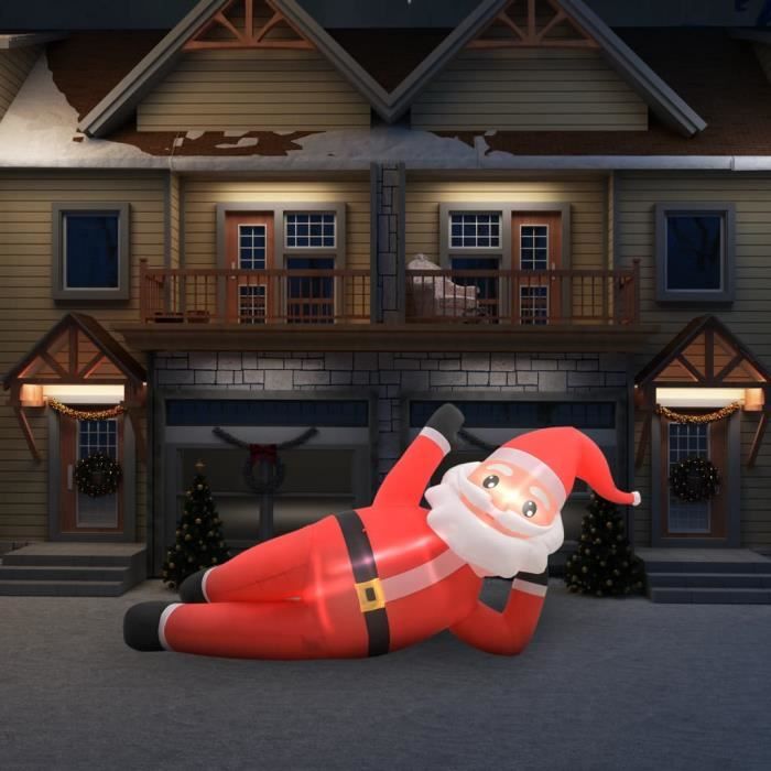 XXL Père Noël gonflable LED IP44 - H 360 cm - Décoration fête lumière pour intérieur extérieur - 360 x 85 x 170 cm - Rouge
