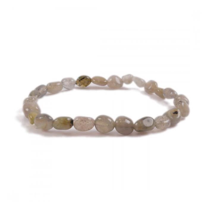 Bracelet Labradorite de Madagascar AAA - mini pierres roulées Gris