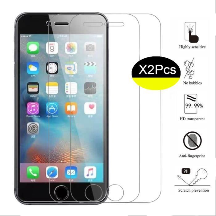 2 pièce 4.7-iPhone 6/6s/7/8 film de protection écran en verre trempé HD Haute transparence