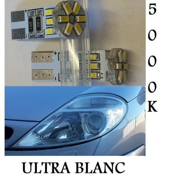 2 AMPOULE A 12 LED SMD EN CULOT W5W POUR VEILLEUSE