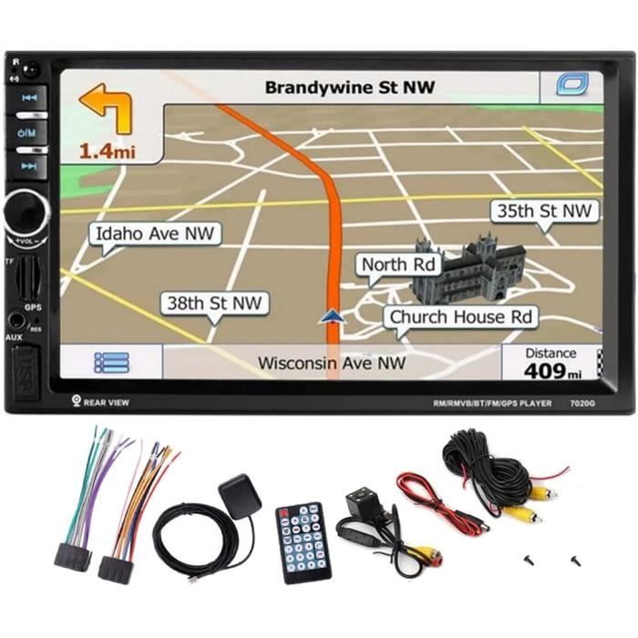 MuChangZi 7 Pouces HD 2 Din Autoradio Navigation GPS Écran Tactile Miroir Lien Autoradio MP5 Lecteur Bluetooth avec TF-SD-AUX-US167
