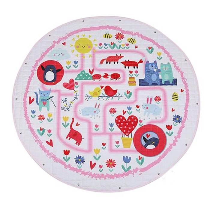 Tapis d'éveil,Tapis ronds bébé tapis de jeu jouets organisateur de stockage pépinière tapis grand polyester - Type Drawstring-150cm