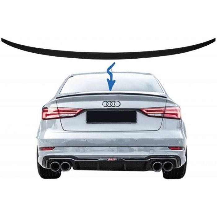 Spoiler coffre Bottillon botte pour Audi A3 8V Berline 2013+ aile noir mat