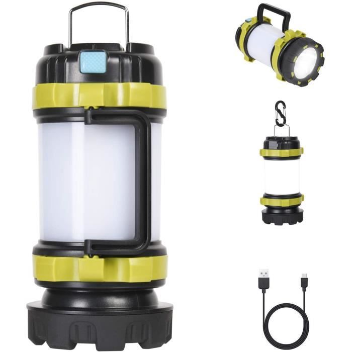 Lanterne LED Rechargeable, 1200 Lumens Lampe Torche, Lampe Camping Projecteur Portable, Ultra Puissante, Lampe de Camping 4Modes,