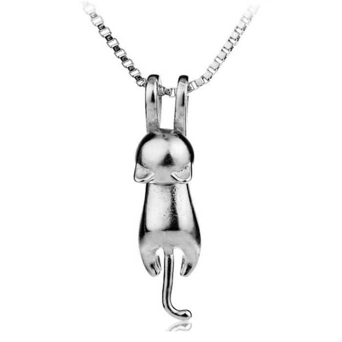 Wonvin dames en argent sterling 925 collier pendentif de chat, pour les femmes les filles
