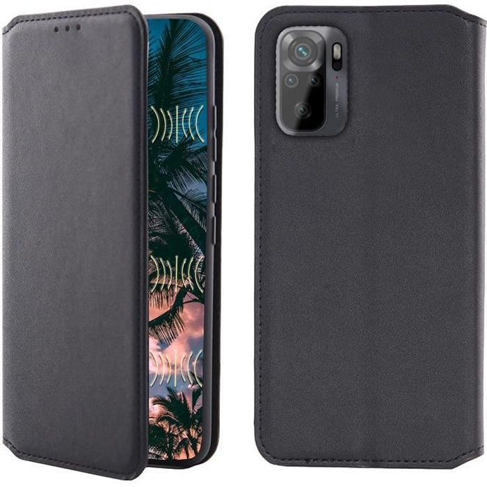 Coque pour Xiaomi Redmi Note 10,Portefeuille Cuir pour (Redmi Note 10 (6,43 Pouces), Noir)