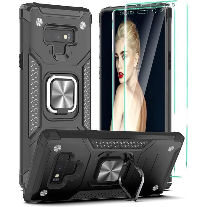 Coque Samsung Galaxy Note 9 avec 2 Pièces TPU Protection écran,360 degrés Anneau Support Double Couche Silicone Antic