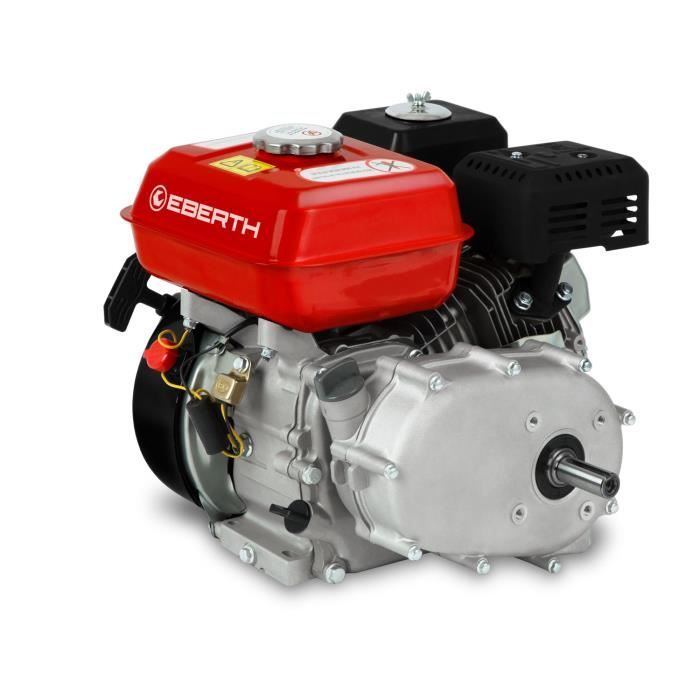 EBERTH 6,5 CV Moteur à essence avec embrayage à bain d'huile (20 mm Arbre, Alarme manque d'huile, 4 Temps, Démarrage via câble)