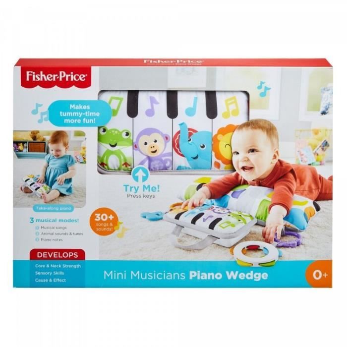 Fisher Price Fisher-Price Mon Coussin d`éveil Piano avec 3 jouets amovibles, jeu sur le ventre et assis, dès la