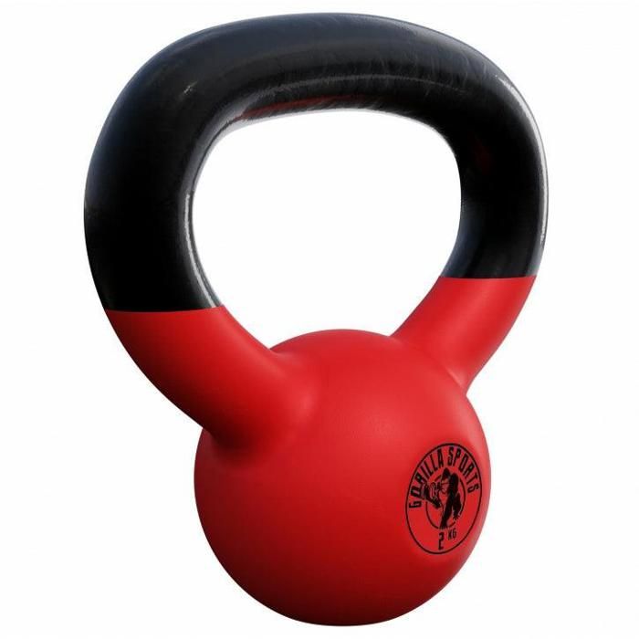 Kettlebell de 2 KG en fonte avec revêtement néoprène - haltère russe