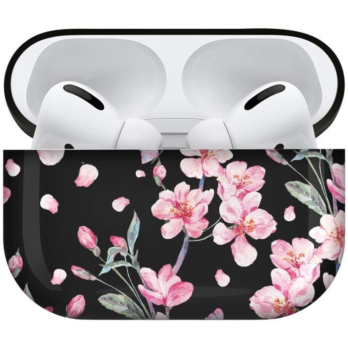 Coque AirPods Pro - Aquarelle de fleurs - Noir - Hardcover - iMoshion