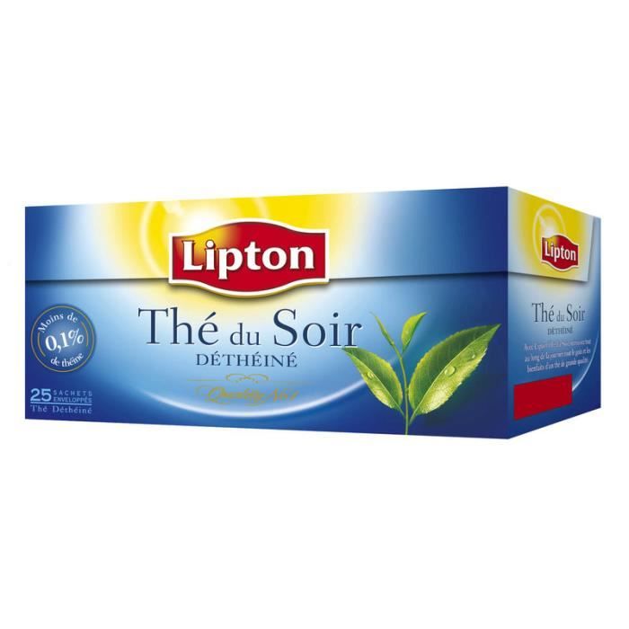 LIPTON Lot de 25 sachets Thé du soir - Déthéiné - 50g