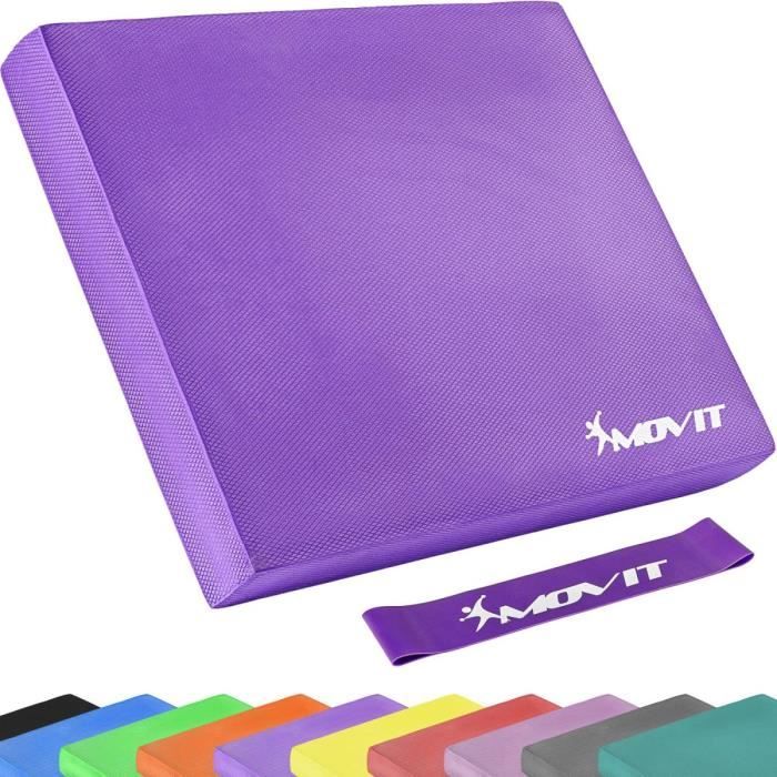MOVIT Balance Pad Tapis d'entaînement - Coussin d'équilibre violet avec bande d´entraînement
