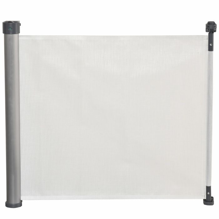 Barriere de securite escalier Homcom modele retractable automatique en pvc - 140 x 10 x 88 cm - Blanc
