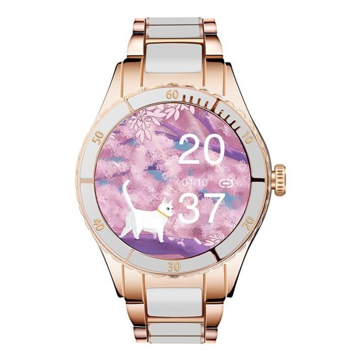 RUMOCOVO® Montre connectée avec appels HD pour femmes, moniteur de fréquence cardiaque, de pression artérielle,4262 - Blanc