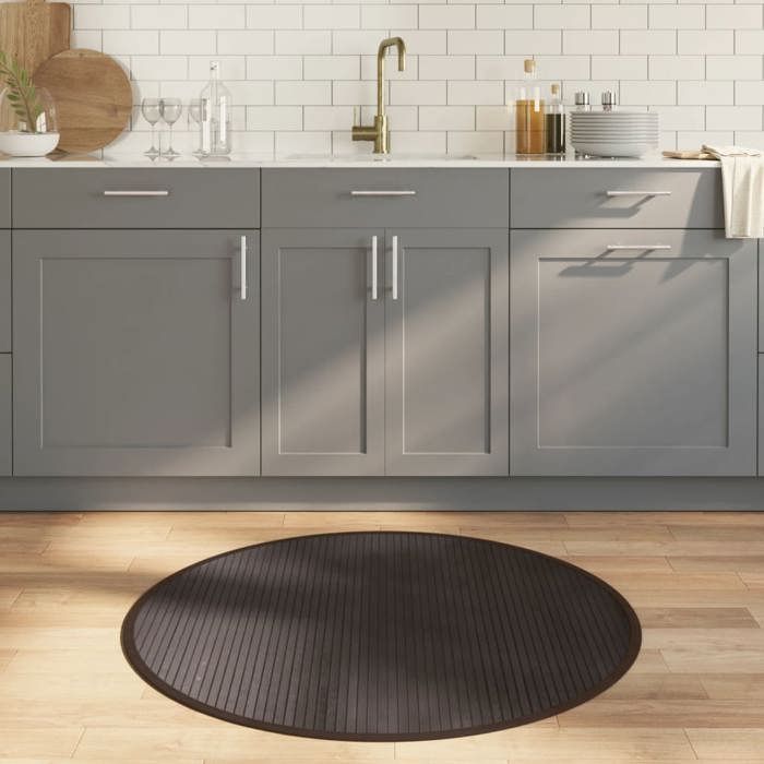 vidaXL Tapis rond marron foncé 100 cm bambou tapis de salon tapis de cuisine tapis rond tapis de chambre à coucher 376989