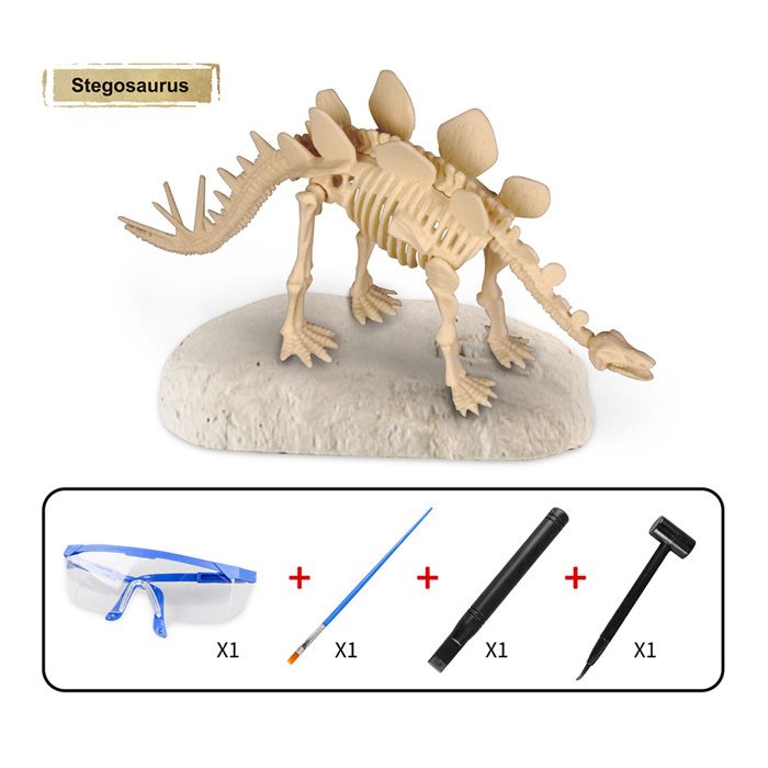 Kit De Fouille Fossiles Dinosaures - 6 Squelettes Phosphorescents à Creuser - Avec Outils (maillet, Burin, Brosse)