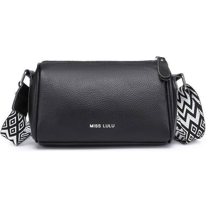 Sac Banane Élégant MANNUOSI Pour Femme - Cuir, Noir, 33.5x14cm - Sac Bandoulière Main Libre