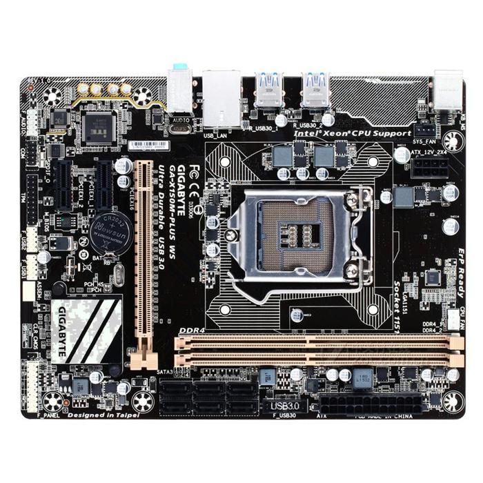 Carte mère GIGABYTE X150M-PLUS WS Intel C232 Socket LGA1151 2xDDR4 SDRAM 32GB Micro ATX - Gigabyte