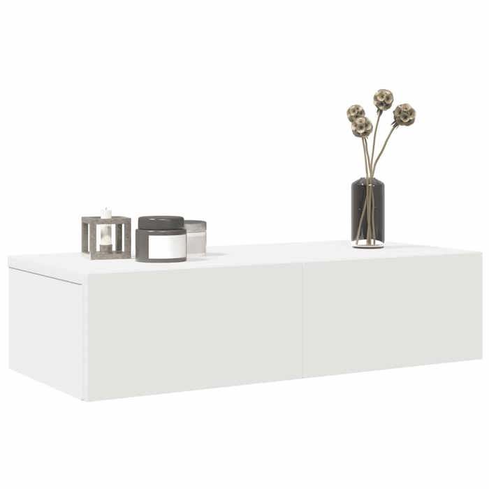 vidaXL Étagère murale et tiroirs blanc 60x265x15 cm bois dingénierie 859968