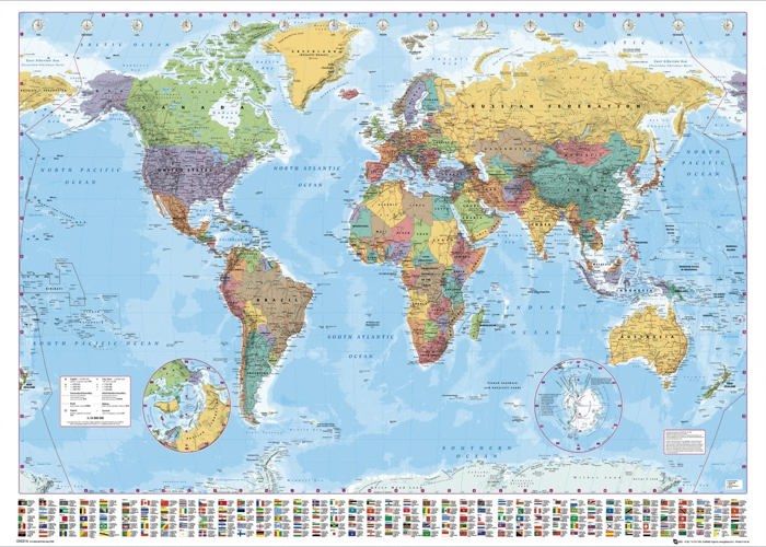 Poster Géant Watercolor World Map XL – Carte Du Monde Style Aquarelle Pour Déco Salon (252x150cm)