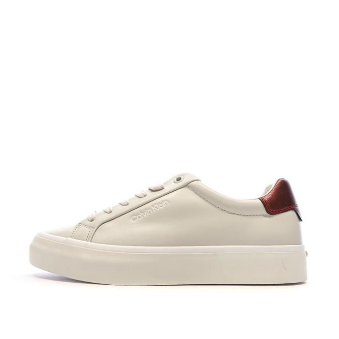 Calvin Klein Baskets Blanches/Bordeaux Femme Calvin Klein Jeans Vulc