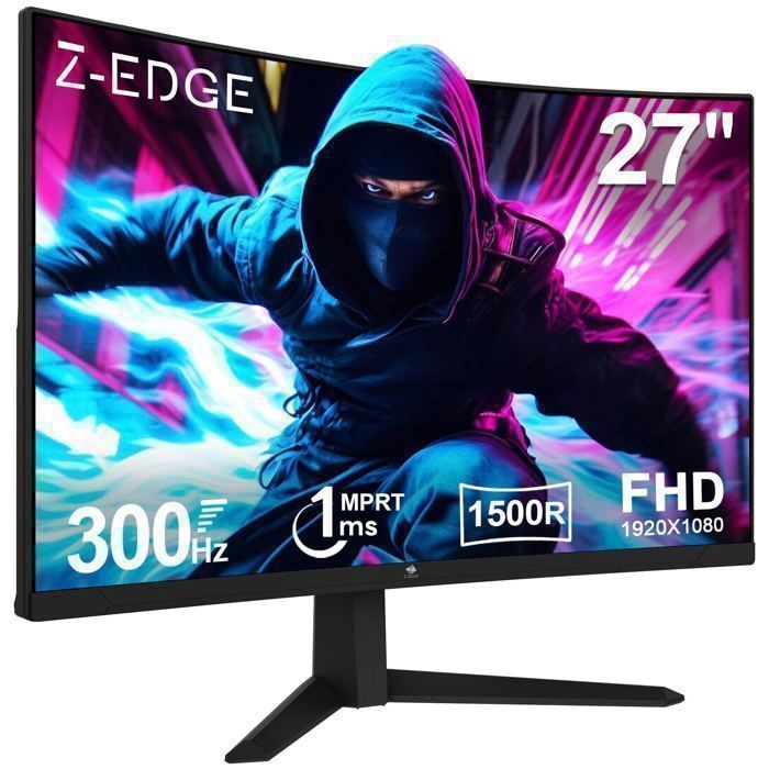 Ecran Pc Gamer Z-EDGE UG27S Incurvé 27 300Hz 1ms MPRT FreeSync FHD 1500R VA 4000:1 VESA 100*100mm