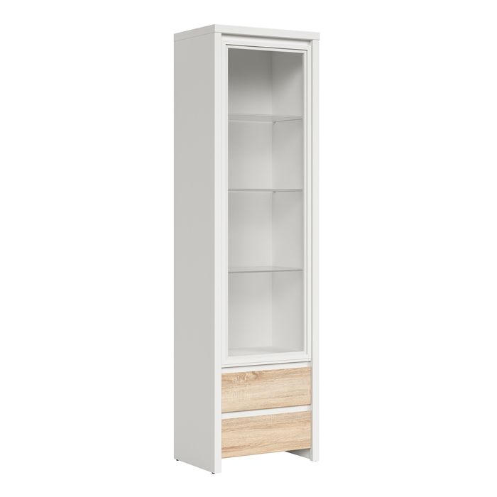 Vitrine 1 porte 2 tiroirs Petits-meubles - Soren - 56 x 40 5 x 200 5cm - Bois et Blanc Vitrine 1 porte 2 tiroirs Petits-meubles - Soren - 56 x 40 5 x 200 5cm - Bois et Blanc