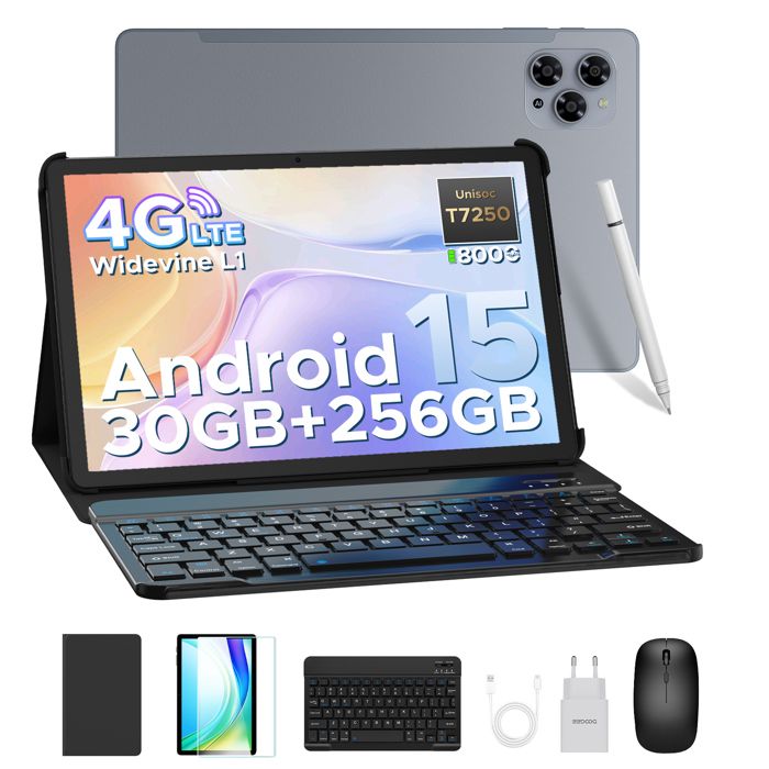 DOOGEE TAB G6 Tablette Tactile Avec clavier et stylet 11 Android 15 30Go+256Go 8000mAh13 MP/Face ID WIFI/Dual SIM Tablet – Gris