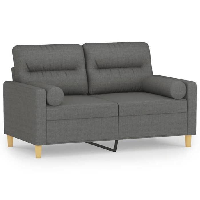 LMT - TOP@Canapé 2 places - Design accoudoirs - Sofa 2 personnes Classique - avec oreillers gris foncé 120 cm tissu CC58930