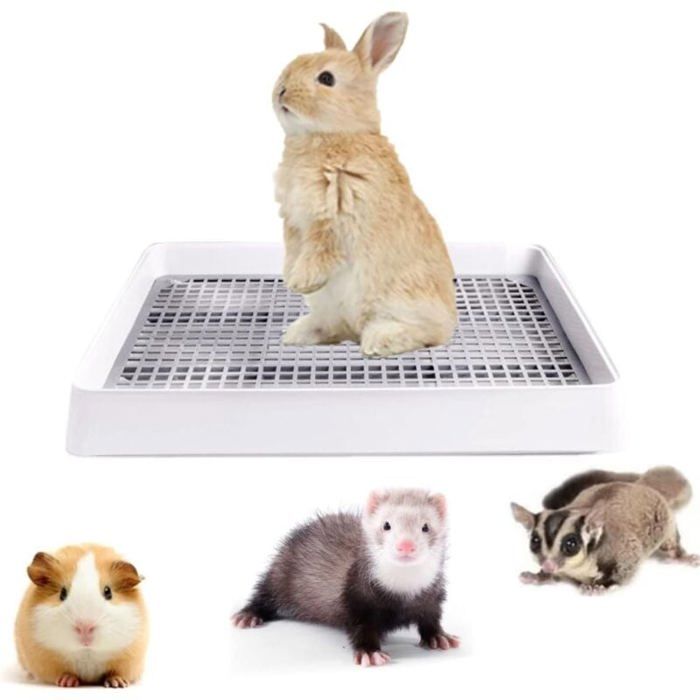 Meilleurs prix pour Bac à litière surdimensionné pour lapin/chat 57x45x7.8cm - Avec grille