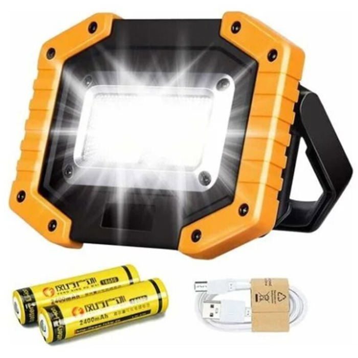 Projecteur LED rechargeable portable - PZCC - 30W 2000 lm - COB - IP65 - Batterie incluse