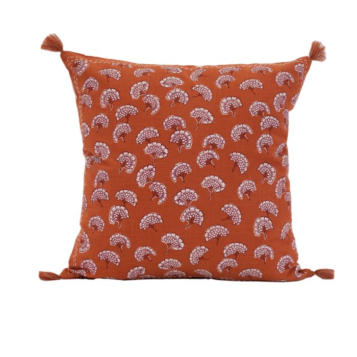 Coussin décoratif imprimé motif floral Brique 45x45 cm Coussin décoratif imprimé motif floral Brique 45x45 cm