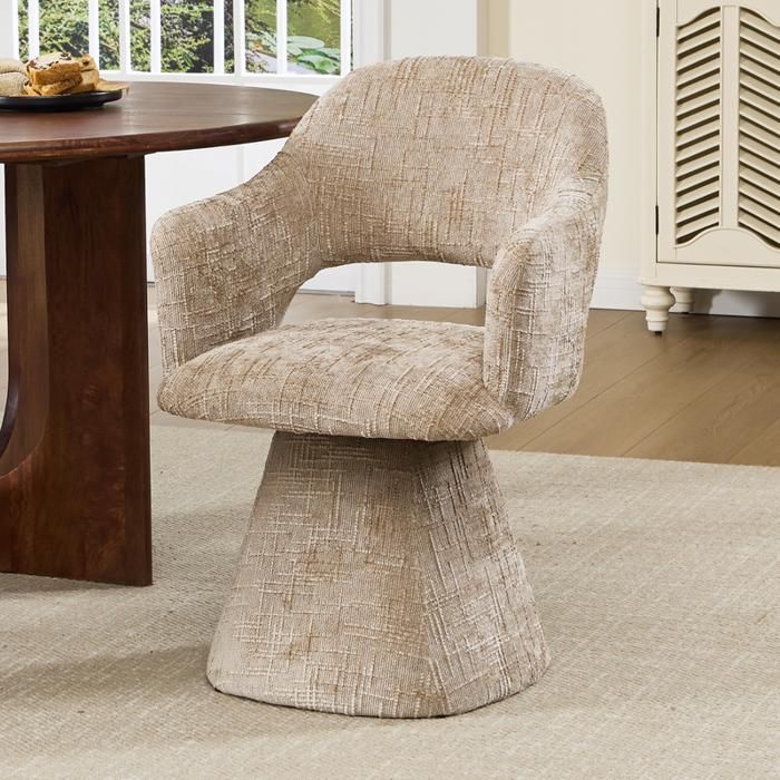Ya-Home Chaise de Salle à Manger Lot de 1 Chaise de Cuisine avec Dossier en Chenille Fauteuil de Salon Pivotante et Rétro Kaki