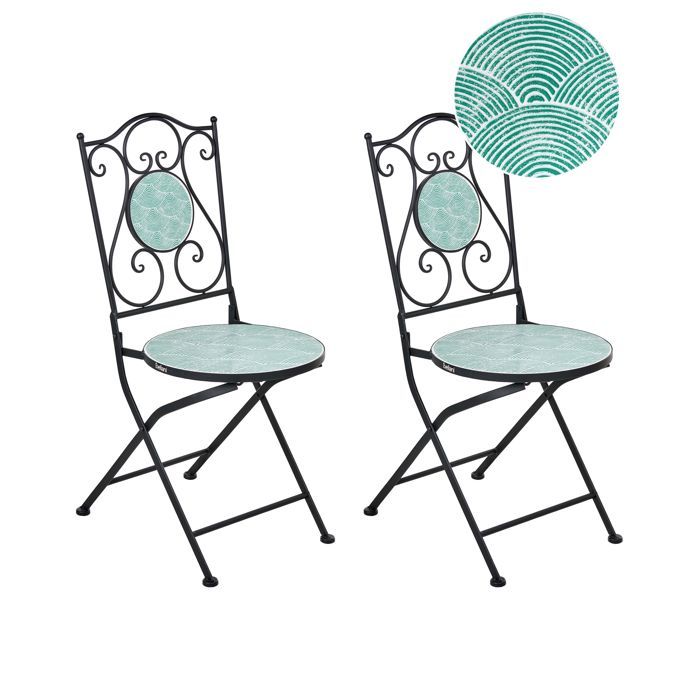 Lot de 2 chaises de jardin ANAPO Pliant Métal Noir