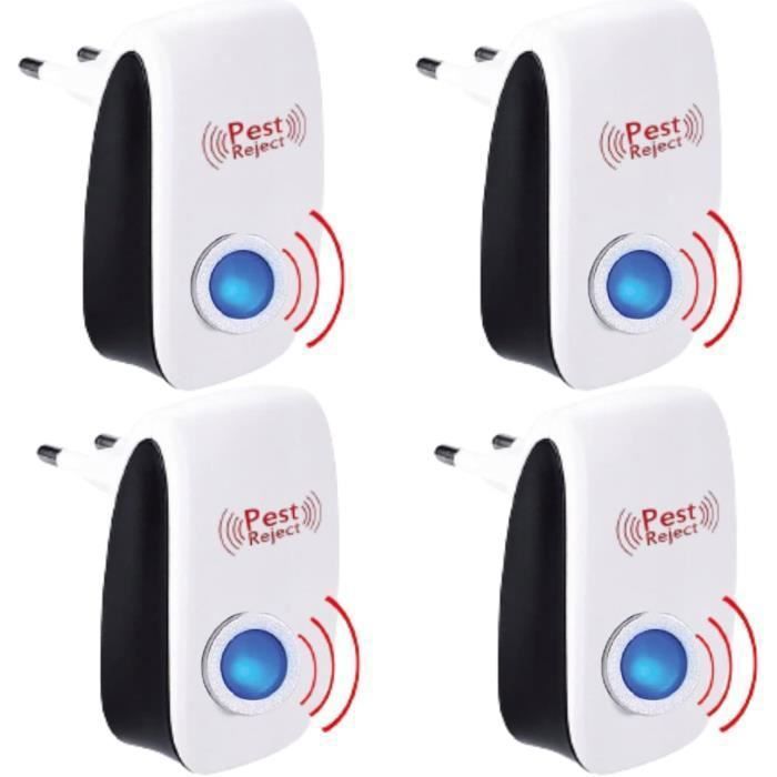 Pack de 4 Appareil Ultrason Souris - et Rats Barrage aux Insectes Repulsif à Tue Mouche Electrique A REPULSIF NUISIBLES POUR LA YYV