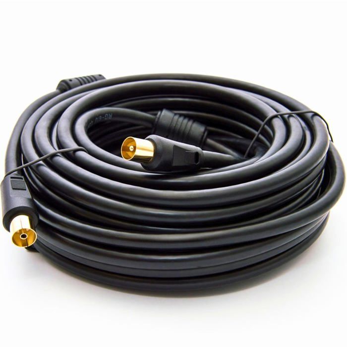 Cable De Antena TV PremiumX Basic-LINE 2m – Coaxial Con Filtro De Ferrita Y Doble Blindaje