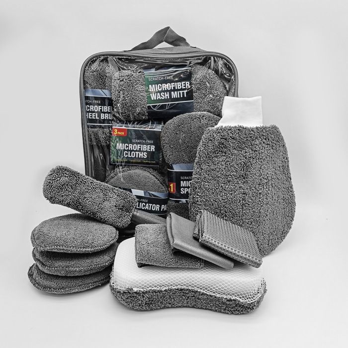 Outil Nettoyage Vitres Voiture - Manche Télescopique, 4 Têtes Microfibre, Pour Pare-Brise Intérieur/Extérieur