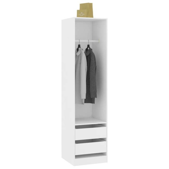 Blanc Garde-robe JILLS Armoire penderie Pour chambre avec tiroirs Blanc 50x50x200 cm Bois dingénierie LV1548