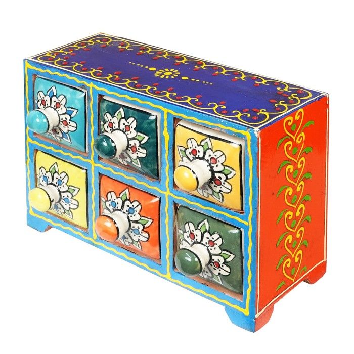 Signes Grimalt - ORIGEN Home Decor Étagère à Épices 6 Tiroirs Boîtes et Boîtes à Bijoux Rouge Rectangulaire - 17x23x11cm
