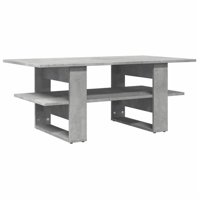 Table basse en bois dingénierie - GKO - Gris béton - 102x55x42 cm - Étagère de rangement - Assemblage requis