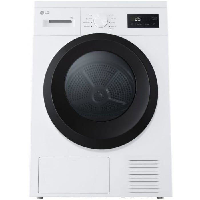 Sèche-linge avec pompe à chaleur - LG - RHA1008NWK - 8 kg - A++ - Blanc - 60x85x60 cm - Charge frontale - Lg