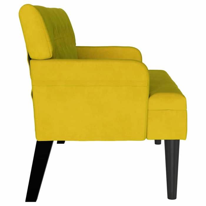 Black Friday Banc salon - JILL - Banquette/Coffre - desgin Chesterfield - Jaune 112x65.5x75 cm - Velours BB502