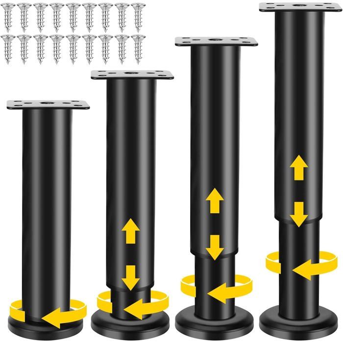 4 Pièces Pieds de Meuble 18-30cm Pied de Meuble Reglable Metal Pieds Meuble de Salle de Bain pour Canapé Armoire Jambe - Noir 4 Pièces Pieds de Meuble 18-30cm Pied de Meuble Reglable Metal Pieds Meuble de Salle de Bain pour Canapé Armoire Jambe - Noir